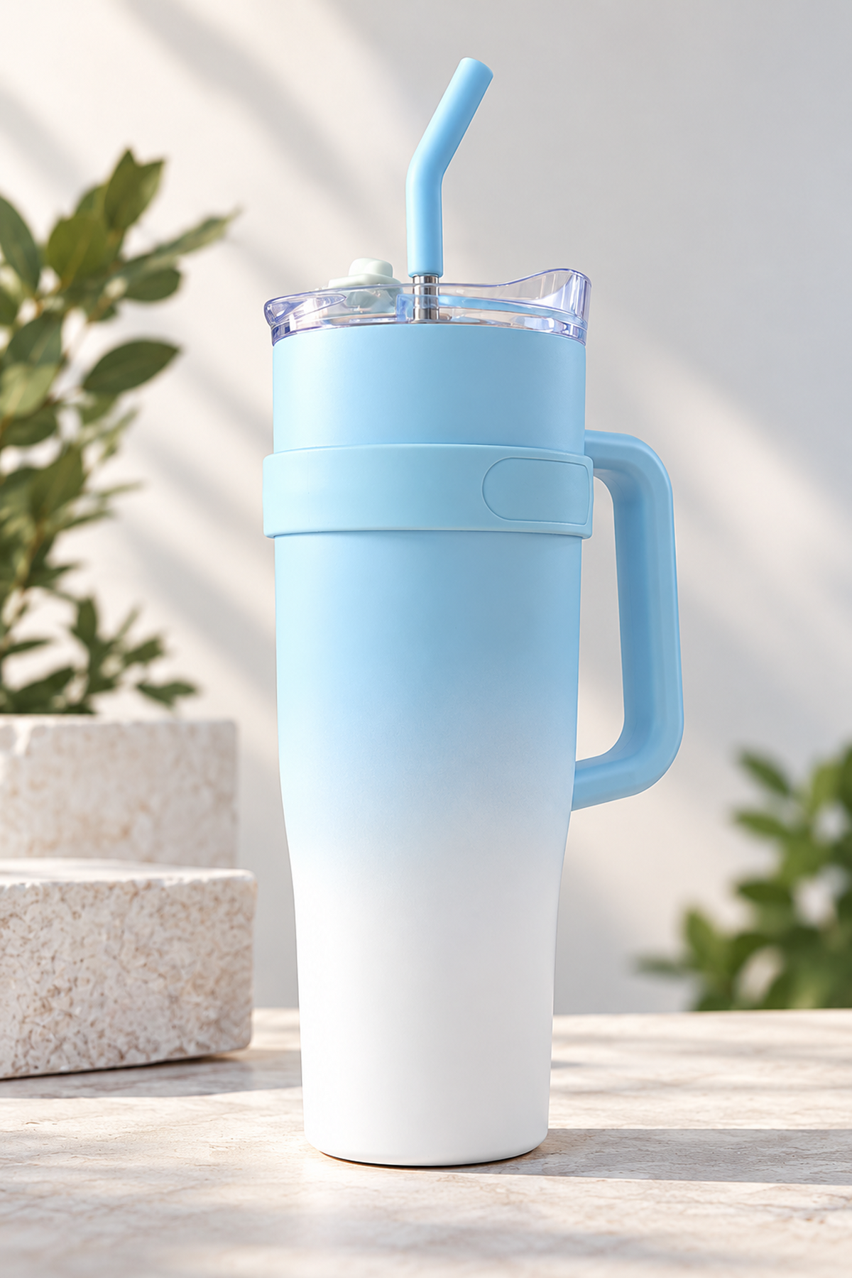 Sky Ombré Tumbler | [40 oz] with Handle & Straw