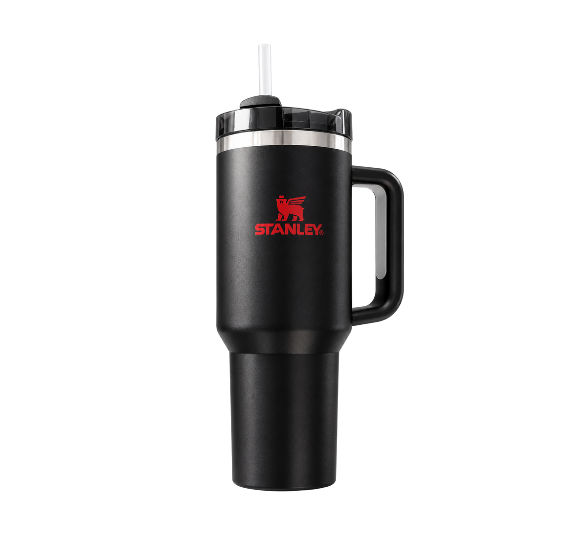 Midnight Black Tumbler | [40 oz] with Handle & Straw