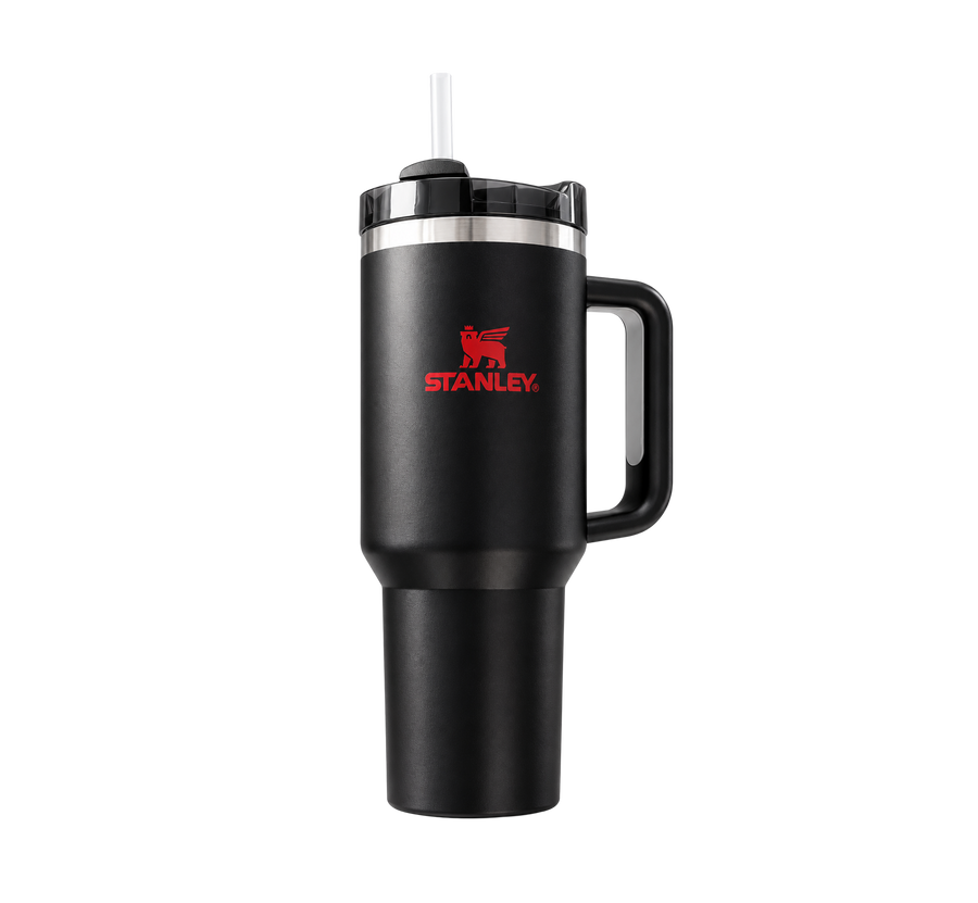 Midnight Black Tumbler | [40 oz] with Handle & Straw